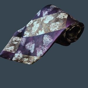 Men's Clubfellow Silk Tie Brown & Purple Patterned Mens Accessory